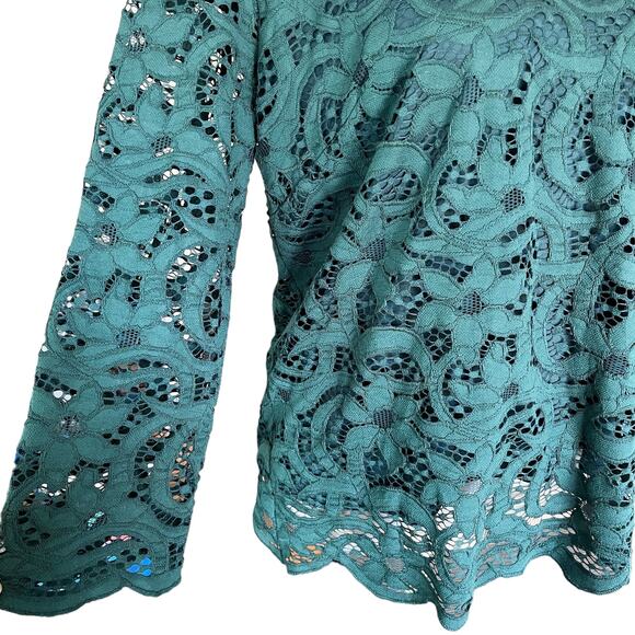 Nanette Lepore Lace Top Night Garden Green Large Scalloped Hem - Picture 7 of 11